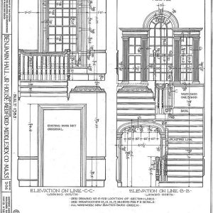 Georgian style stairway and Palladian window  elevation drawing