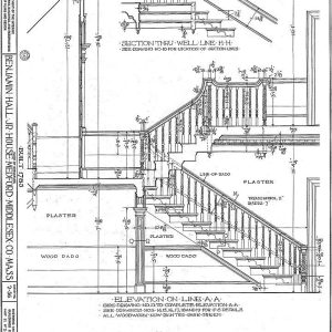 Longitudinal section drawing of stairway