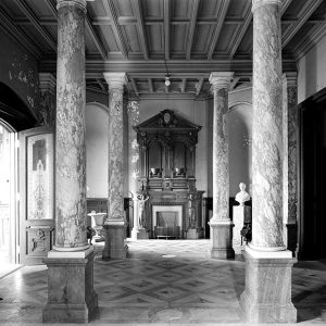 Marble columns in the main hallway