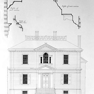 Woodford Mansion front elevation drawing